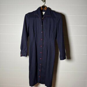 Bill Geoffrey’s Vintage Navy with Burgandy Trim and Buttons Coat Dress Sz 4